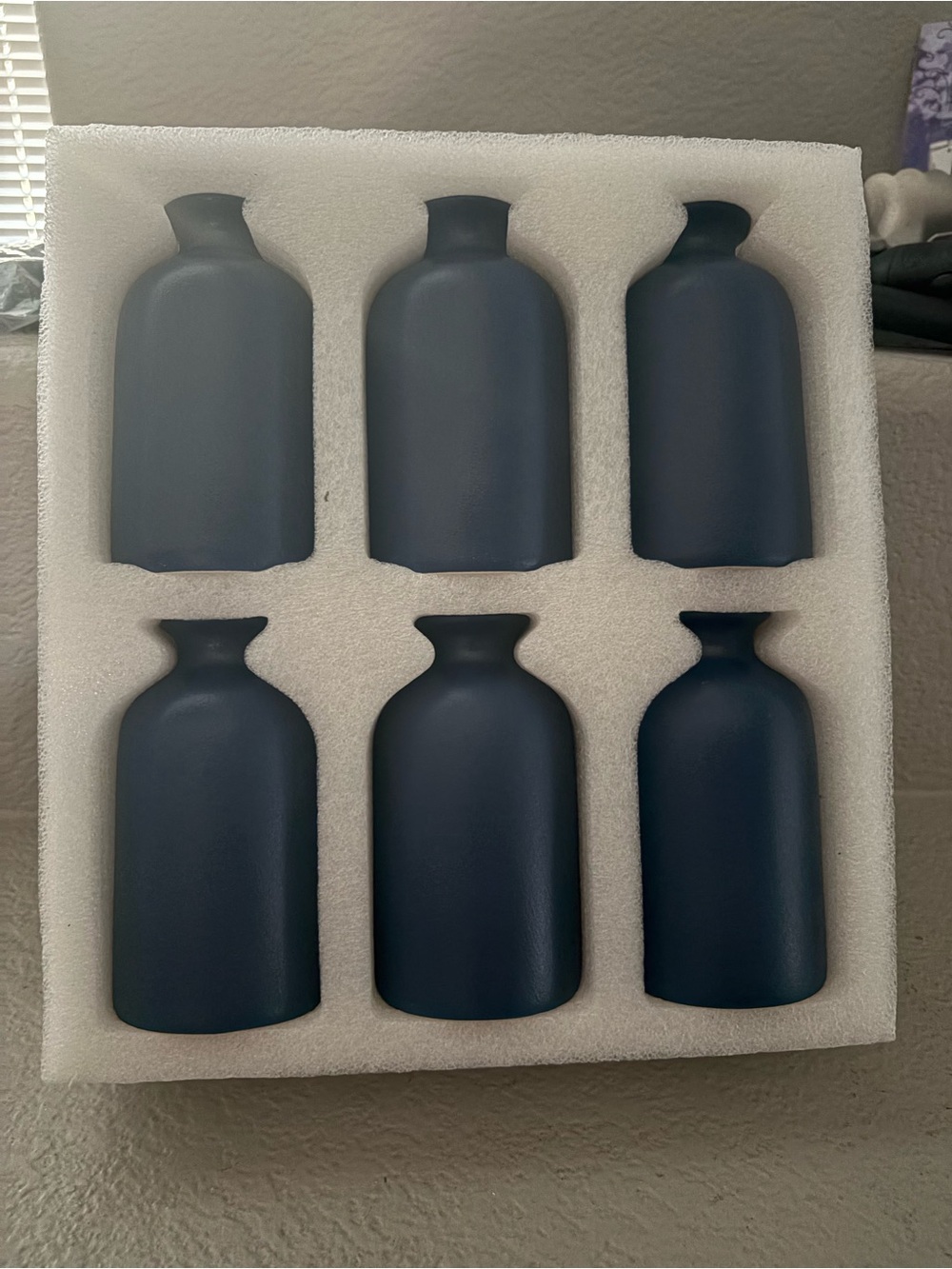 Set of 6 Mini Blue Vases